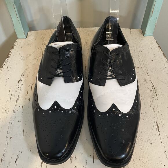 Stacy Adams Tinsley Black / White Men's Leather Wingtip 25092-111 Size 9.5 Mens - Picture 1 of 8